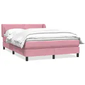 vidaXL Boxspring met matras fluweel roze 160x210 cm