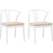 vidaXL Eetkamerstoel 2 st Massief Rubberhout Wit en Bruin