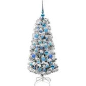 vidaXL Kunstmatige Hinged Kerstboom 150 LED's Groen en Wit 120 cm