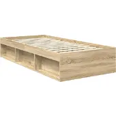 vidaXL Bedframe met hoofdeinde Sonoma 90 x 190 cm Massief grenenhout