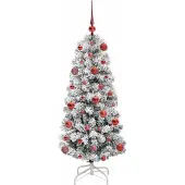 vidaXL - Kunstmatige - Hinged - Kerstboom - 150 - LED's - Groen - en - Wit - 120 - cm