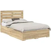 vidaXL Bedframe met lade Sonoma Eik 120 x 200 cm Bewerkt hout