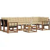 vidaXL Buiten bank set 8 st Natuurlijk en Beige