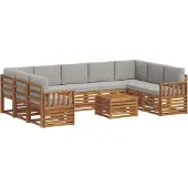 vidaXL Buiten bank set 10 st Naturel en lichtgrijs