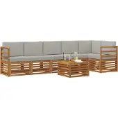 vidaXL Buiten bank set 7 st Natuurlijk en Licht Grijs Polyester