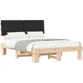 vidaXL Bedframe met Gevoerde Hoofdbord Zwart 160 x 200 cm