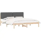 vidaXL Bedframe met Gevoerde Hoofdbord Donkergrijs 200 x 200 cm