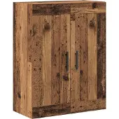 vidaXL Highboard 2 st Oudhout 69,5 x 34 x 180 cm Bewerkt hout en glas