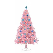 vidaXL Kunststof Voorverlichte Kerstboom met 150 LED Roze 150 cm PVC