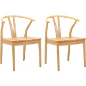vidaXL Eetkamerstoel 2 st Massief Rubberhout Naturel 54,5 x 58 x 77 cm