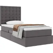 vidaXL Opbergbed met hoofdeinde met opslag Grijs 90 x 200 cm Kunstleer