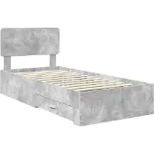 vidaXL Bedframe met lade Beton Grijs 90 x 200 cm Bewerkt hout