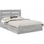 vidaXL Opbergbed met lade Grijs Sonoma 150 x 200 cm Bewerkt hout