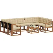 vidaXL Buiten bank set 10 st Natuurlijk en Beige