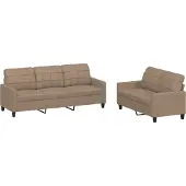 vidaXL 2-delige Loungeset met kussens kunstleer cappuccino