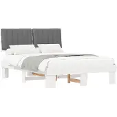 vidaXL Bedframe met Gevoerde Hoofdbord Lichtgrijs 135 x 190 cm