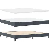 vidaXL LED Box Spring Bed Donkergrijs 200 x 200 cm Fluweel