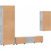 vidaXL Tv-meubelset FLORIN 3 st Beton Grijs Bewerkt hout