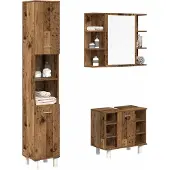 vidaXL 3-delige Badkamermeubelset bewerkt hout oud houtkleurig