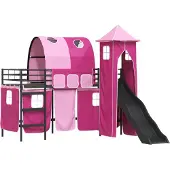 vidaXL Bunkbed voor kinderen Effen Zwart en Roze 75 x 190 cm Metaal