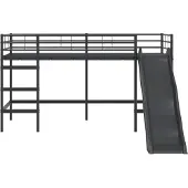 vidaXL Kinderen Loft Bed Frame met Glijbaan Effen Zwart en Anthraciet