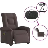vidaXL Massagestoel elektrisch verstelbaar stof donkerbruin