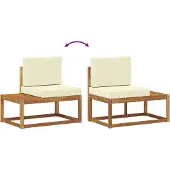 vidaXL Buiten bank set 2 st Naturel Massief Acacia Hout en Polyester