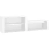 vidaXL Schoenenkast 150x35x45 cm bewerkt hout hoogglans wit