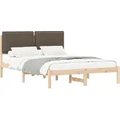 vidaXL Bedframe met Gevoerde Hoofdbord Taupe 140 x 190 cm
