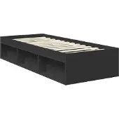 vidaXL Bedframe met hoofdeinde Zwart 75 x 190 cm Massief grenenhout