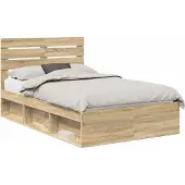 vidaXL Bedframe met hoofdeinde Sonoma 120 x 200 cm Massief grenenhout