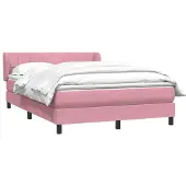 vidaXL Boxspring met matras fluweel roze 140x220 cm