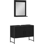 vidaXL Badkameraccessoireset, 2 stuks, zwart, houtvezel
