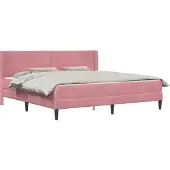 vidaXL Bedframe met matras met hoofdeinde Roze 200 x 200 cm Fluweel