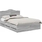 vidaXL Bedframe met lade Grijze Sonoma 150 x 200 cm Ingenieurshout
