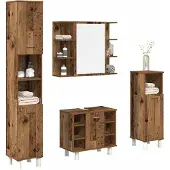 vidaXL 4-delige Badkamermeubelset bewerkt hout oud houtkleurig