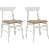 vidaXL Eetkamerstoel 2 st Massief Rubberhout Wit en Bruin