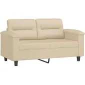 vidaXL 3-delige Loungeset met kussens microvezelstof crèmekleurig