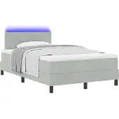 vidaXL LED Box Spring Bed Lichtgrijs 120 x 190 cm Fluweel