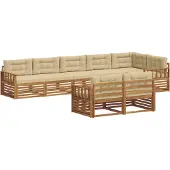 vidaXL Buiten bank set 8 st Natuurlijk en Beige