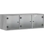 vidaXL Wandkast met glazen deuren 102x37x35 cm grijs sonoma eiken