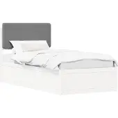 vidaXL Bedframe met Gevoerde Hoofdbord Lichtgrijs 75 x 190 cm