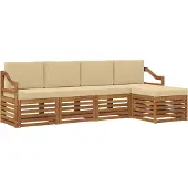 vidaXL Buiten bank set 5 st Natuurlijk en Beige