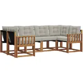 vidaXL Buiten bank set 6 st Naturel en lichtgrijs