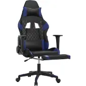 vidaXL Gaming stoel met voetsteun, zwart en blauw, kunstleer