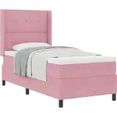 vidaXL Boxspringbed met hoofdeinde, roze, 90 x 200 cm, fluweel