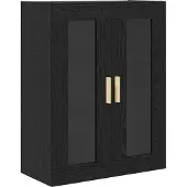 vidaXL Highboard Zwart Eiken 34,5 x 34 x 180 cm Bewerkt hout