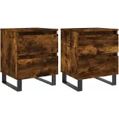 vidaXL Nachtkastjes 2 st 40x35x50 cm bewerkt hout gerookt eikenkleurig