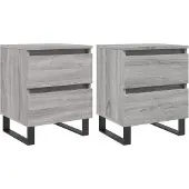 vidaXL Nachtkastjes 2 st 40x35x50 cm bewerkt hout grijs sonoma eiken