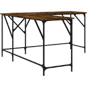 vidaXL Bureau 149x149x75 cm bewerkt hout gerookt eikenkleurig